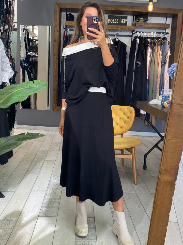 Valeria Düşük Omuz Bluz(Siyah)