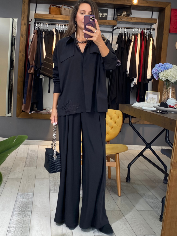 Sylvie Dantel Aksesuarlı Gömlek (siyah)