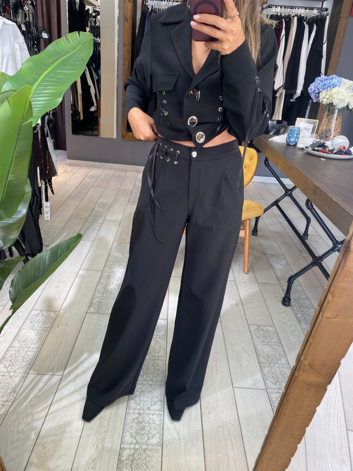 Florencia Palazzo Pantolon (siyah)