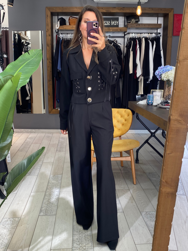 Florencia Palazzo Pantolon (siyah)