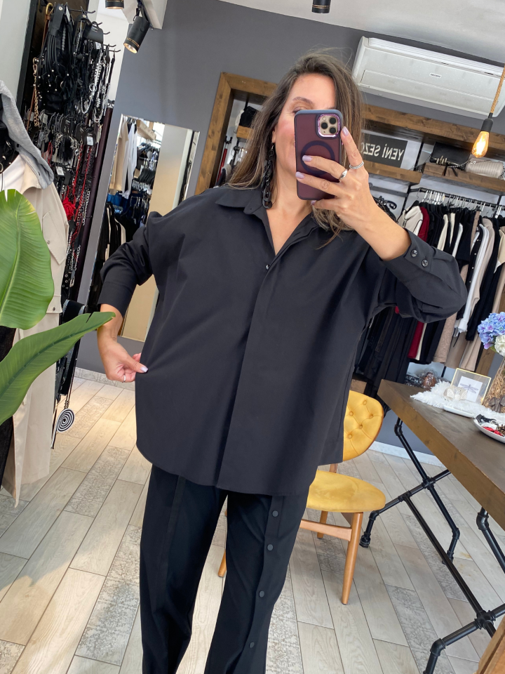 Travis File Detaylı Gömlek (siyah)