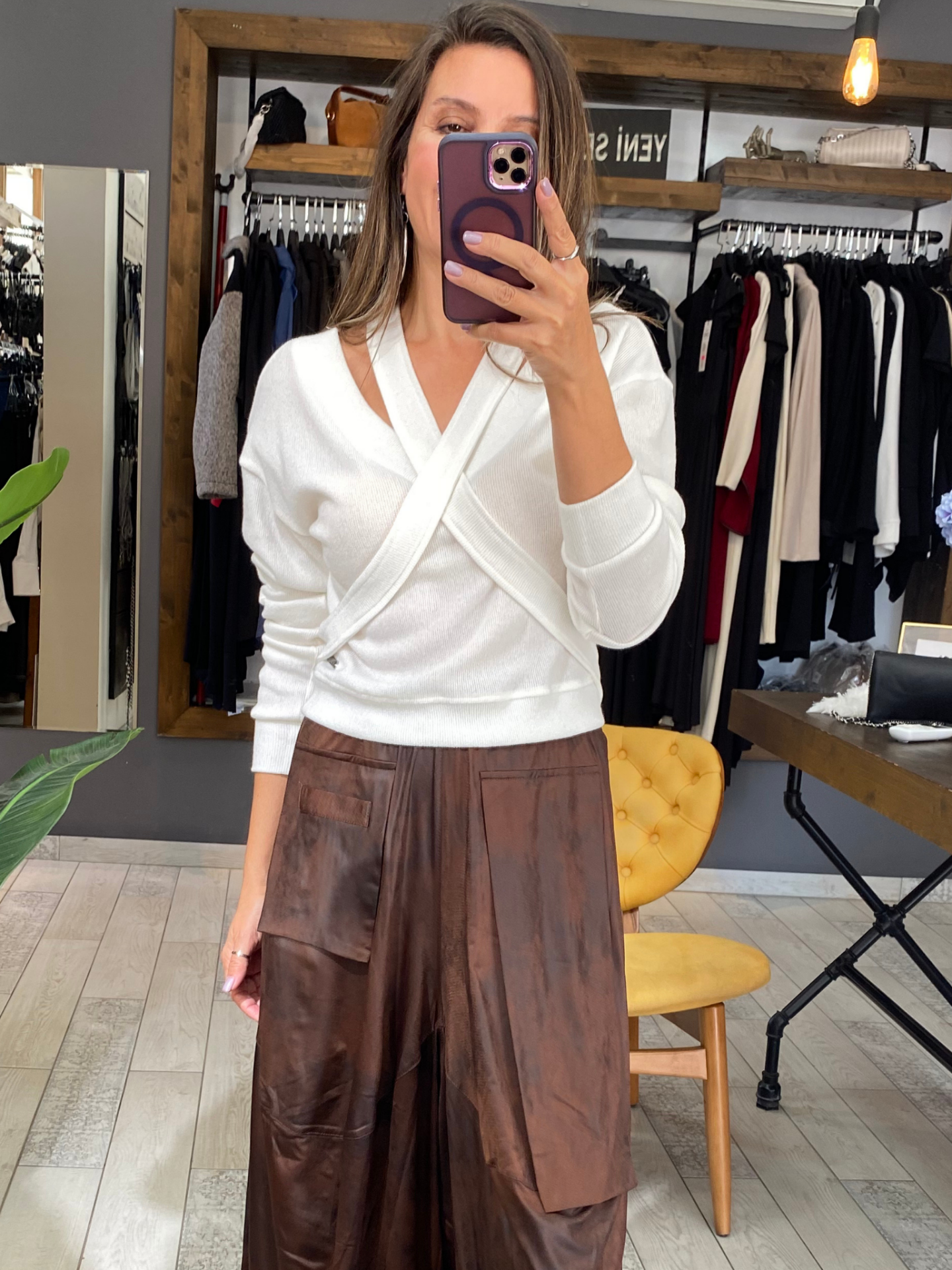 Dayne Fularlı Triko Bluz (beyaz)