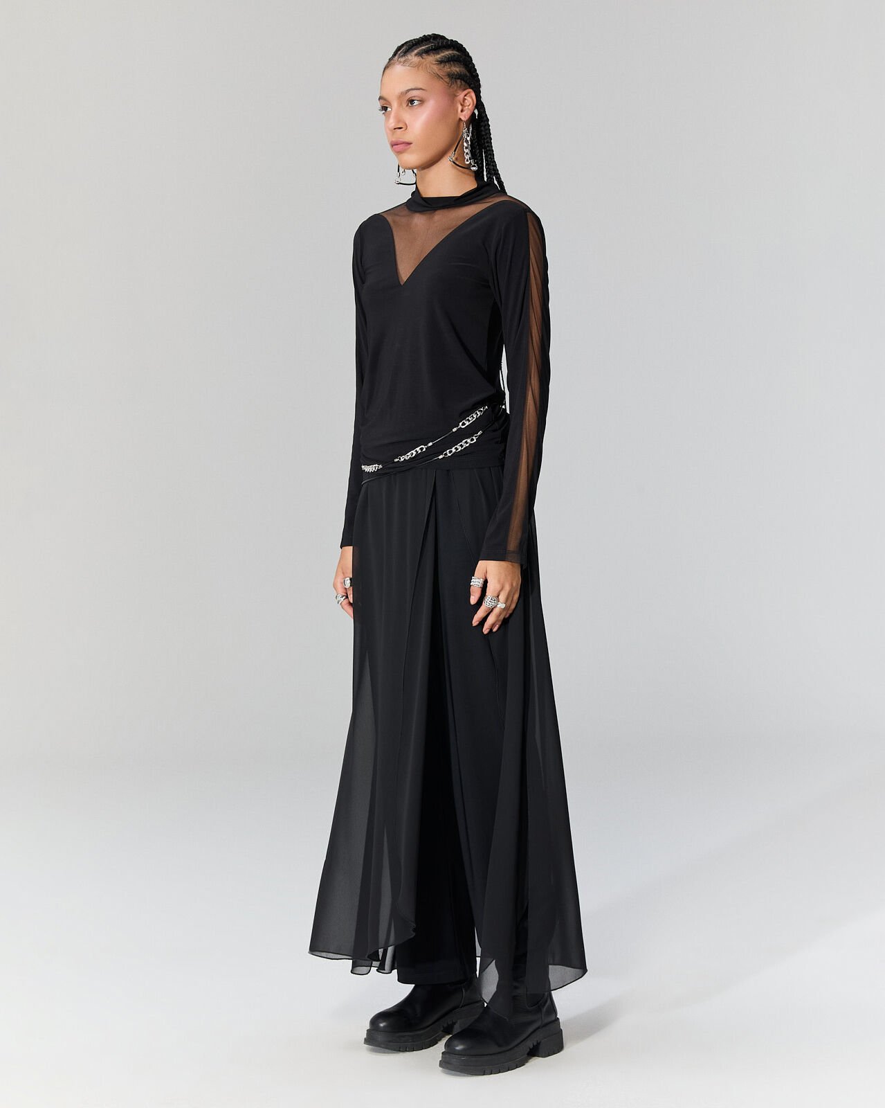 Tül Detaylı Bluz (siyah)