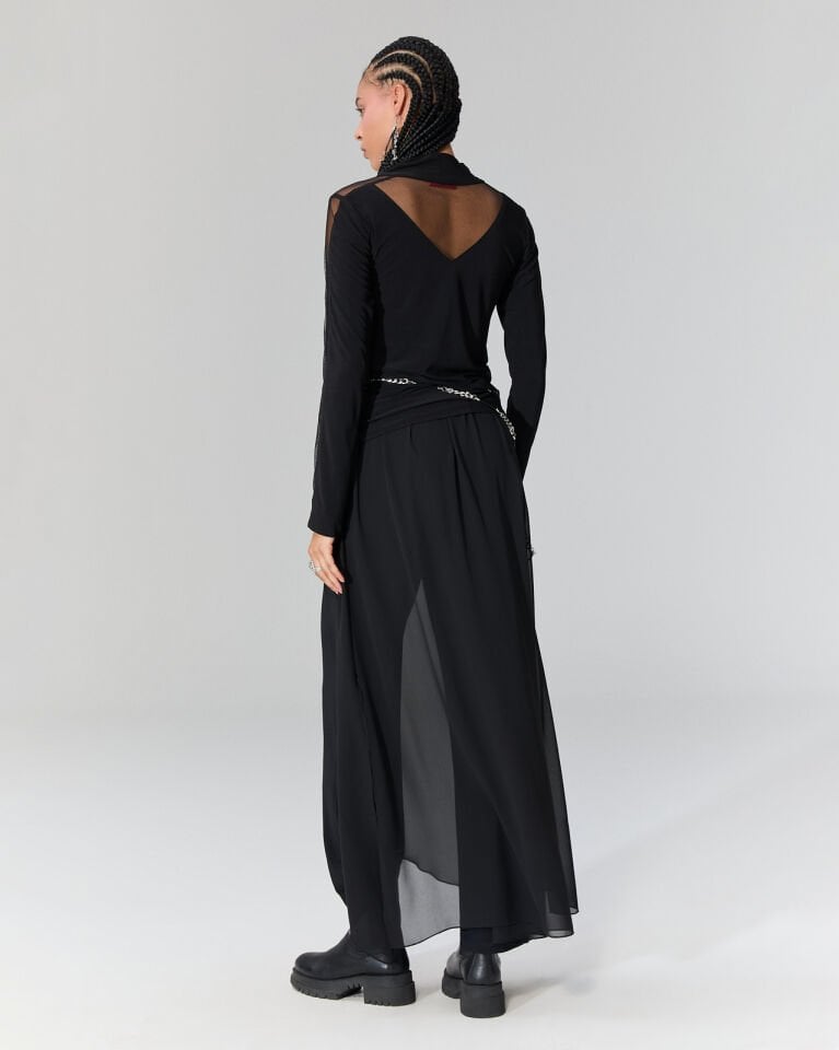 Tül Detaylı Bluz (siyah)