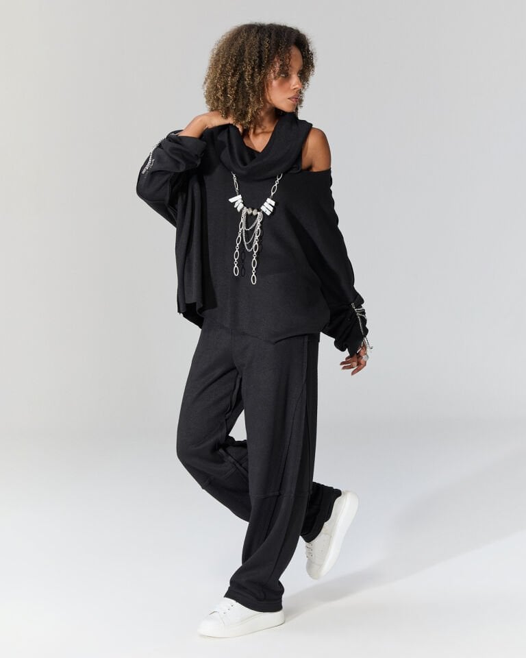 Santa Degaje Yaka Bluz (siyah)