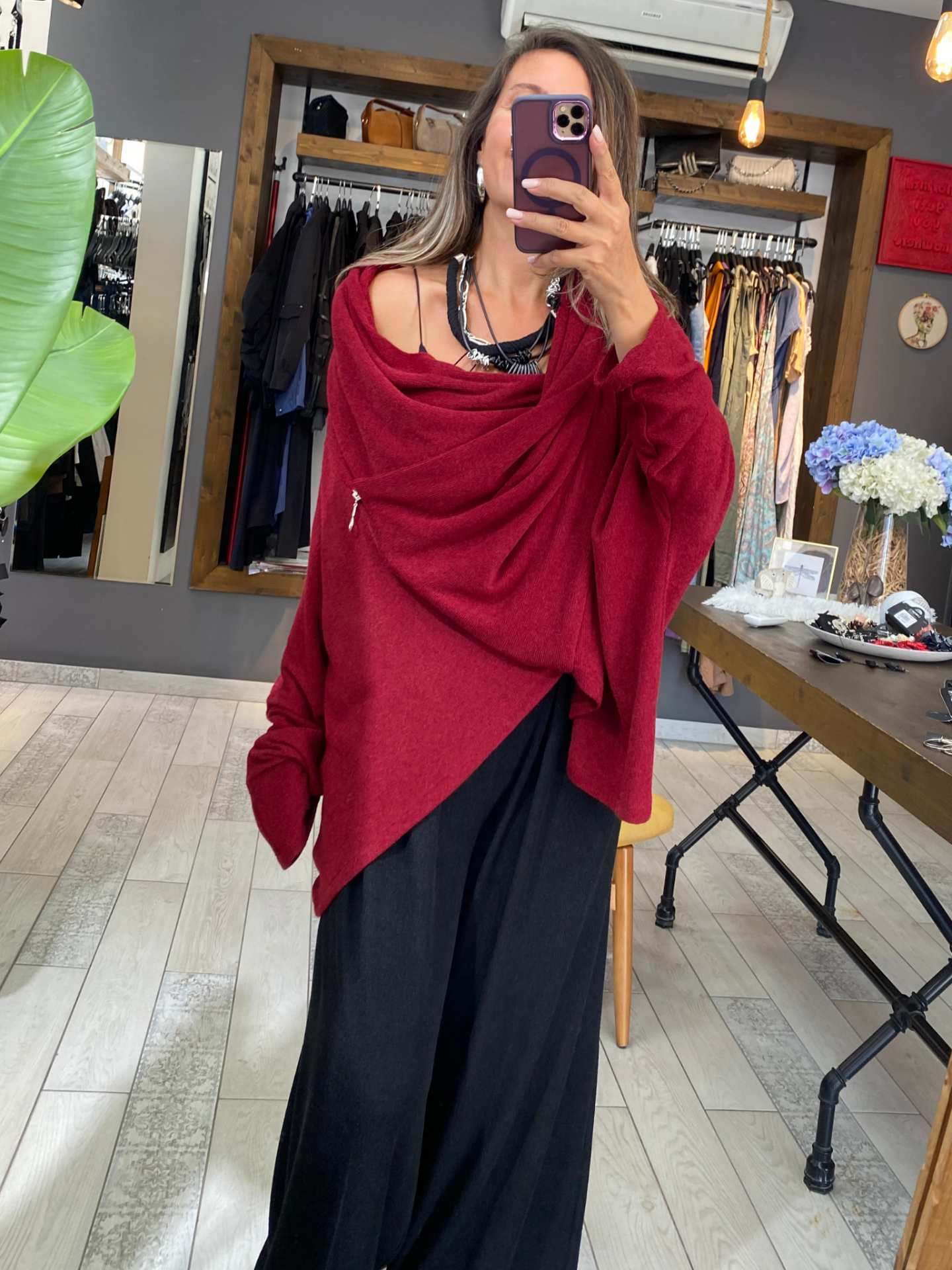 Elise Triko Hırka (Bordo)