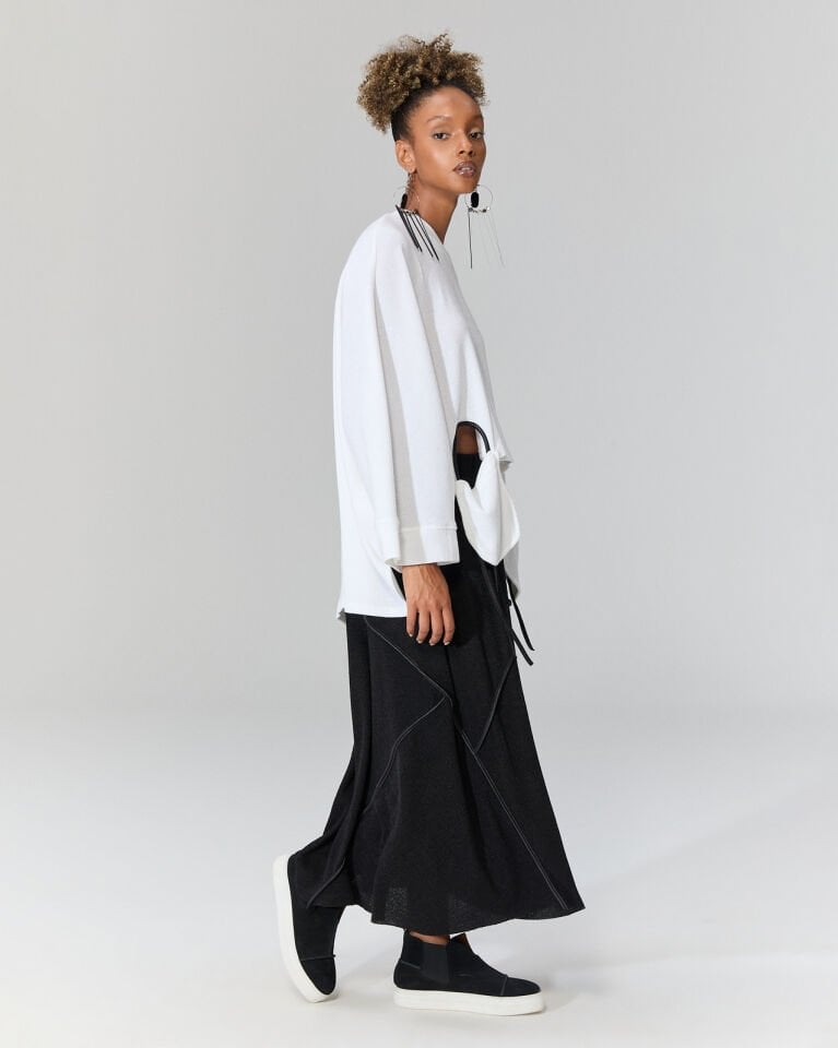 Leticia Salaş Triko Bluz (Beyaz)