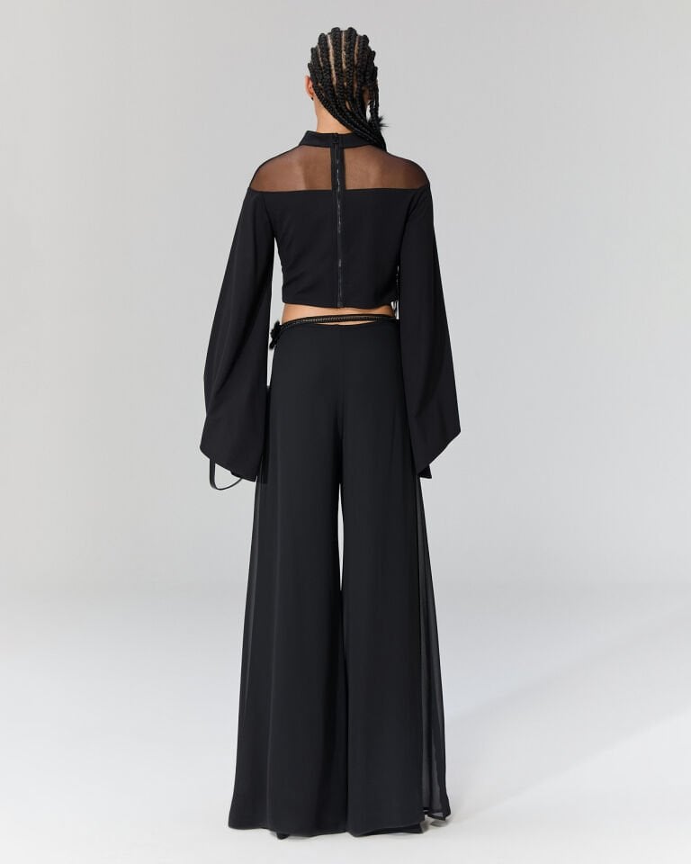 Larissa İçi Yırtmaçlı Dışı Tül Pantolon