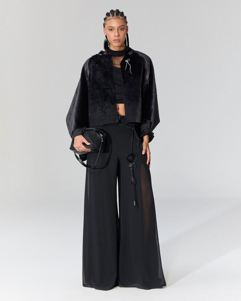 Larissa İçi Yırtmaçlı Dışı Tül Pantolon