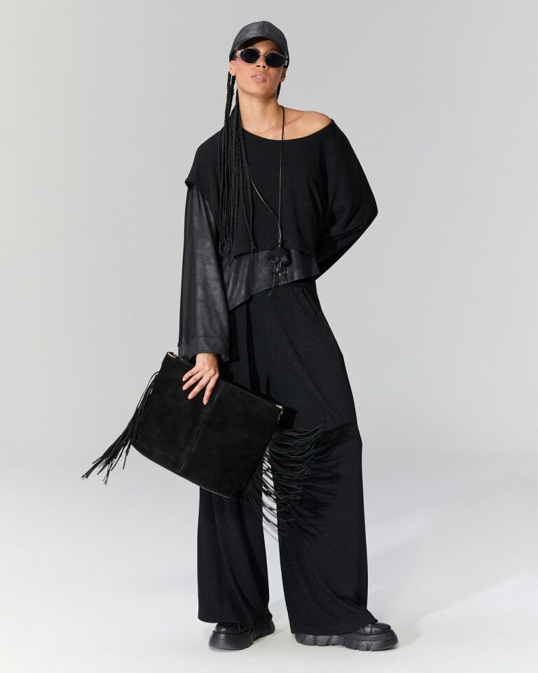 İsabel Deri Detaylı Triko Bluz