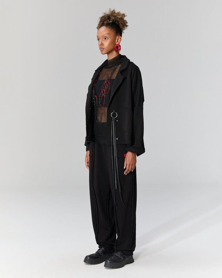 Ava İki İplik Rahat Pantolon (Siyah)