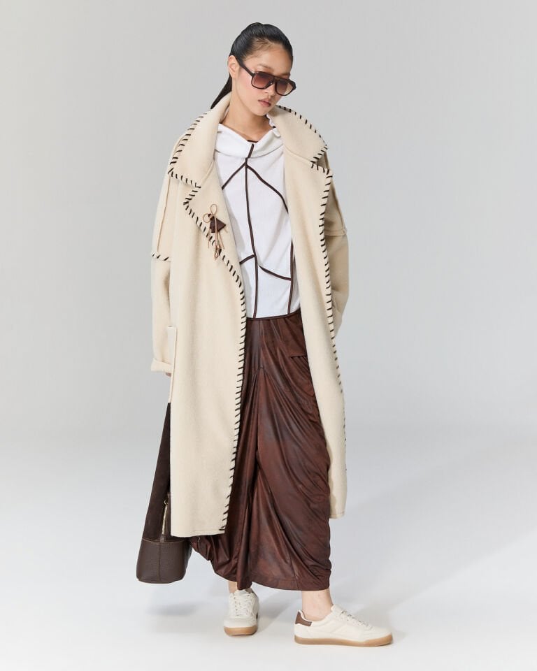 Juno Deri Görünümlü Şalvar Pantolon (Kahve)