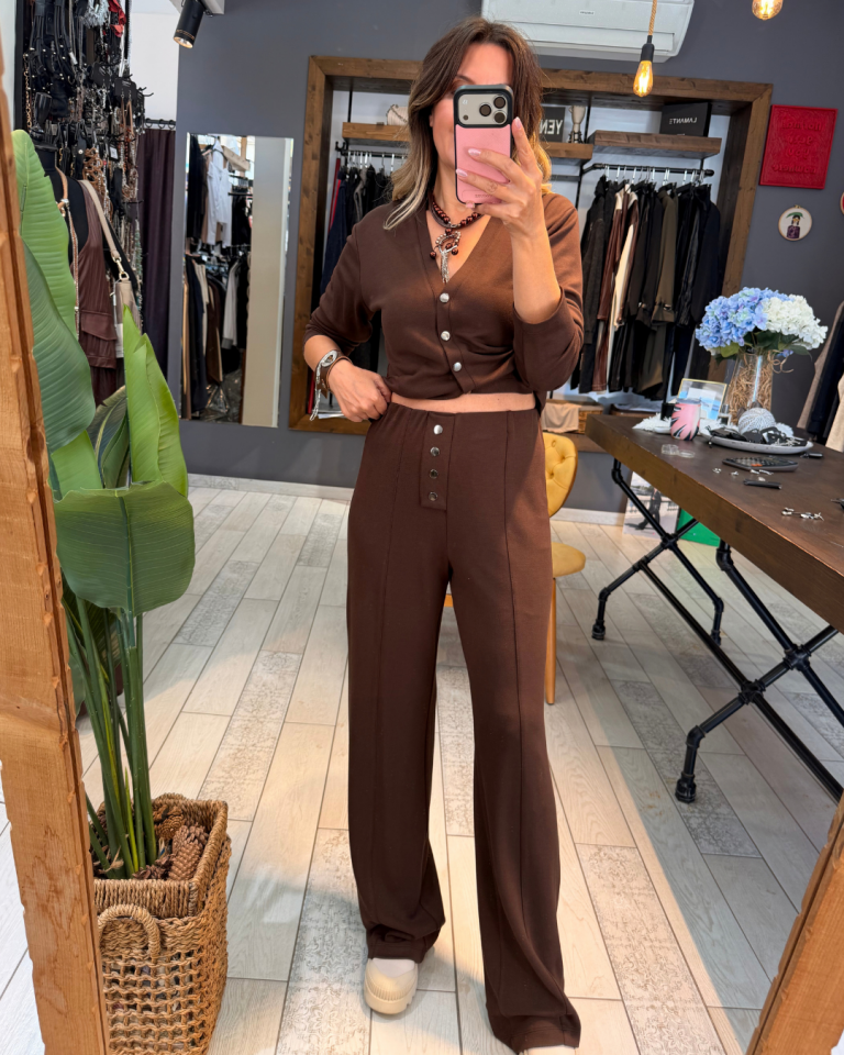 Anissa Çıtçıtlı Pantolon (kahverengi)