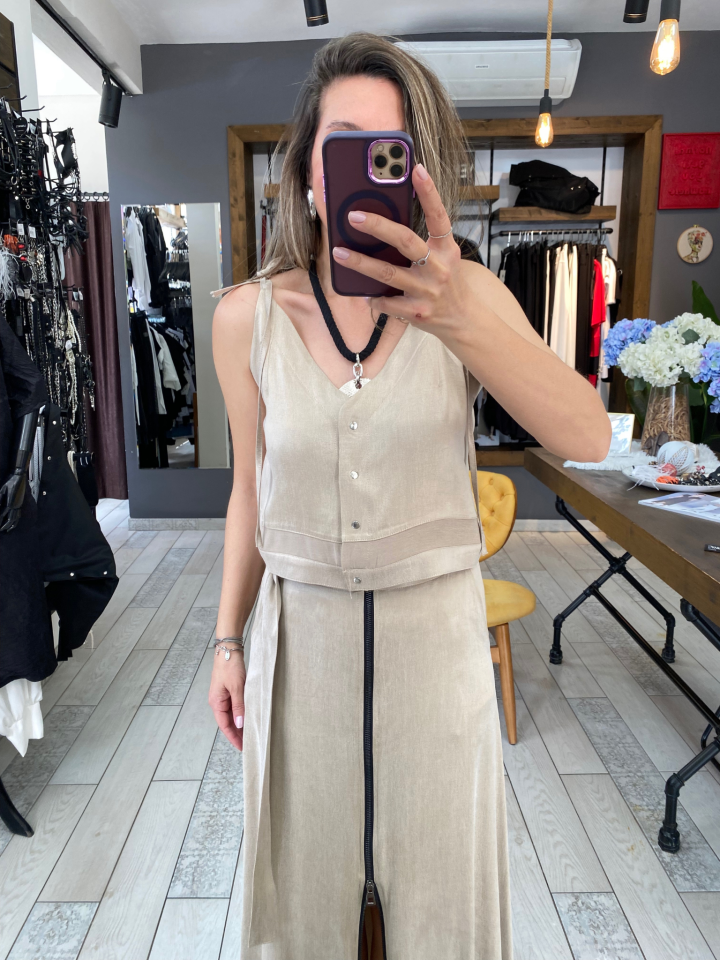 Julia İp Askılı Liyosel Bluz (bej)