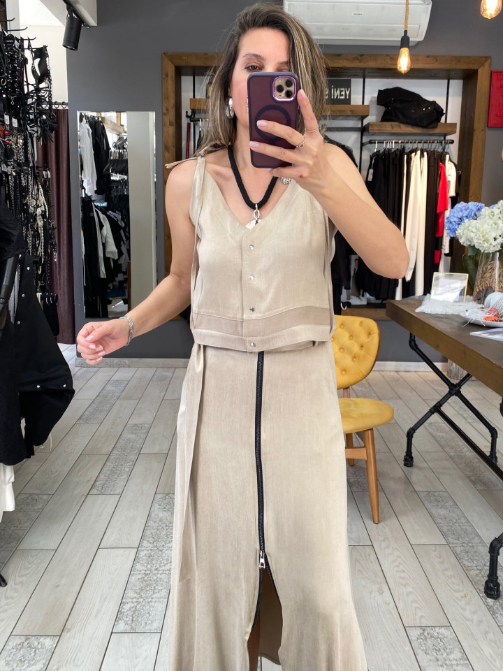 Julia İp Askılı Liyosel Bluz (bej)