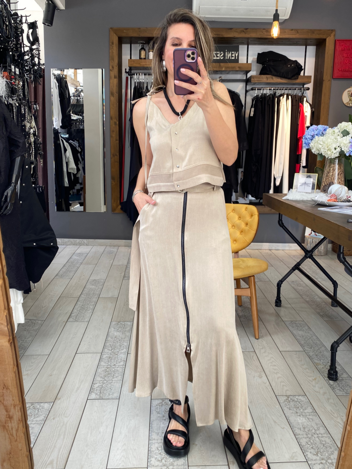 Julia İp Askılı Liyosel Bluz (bej)