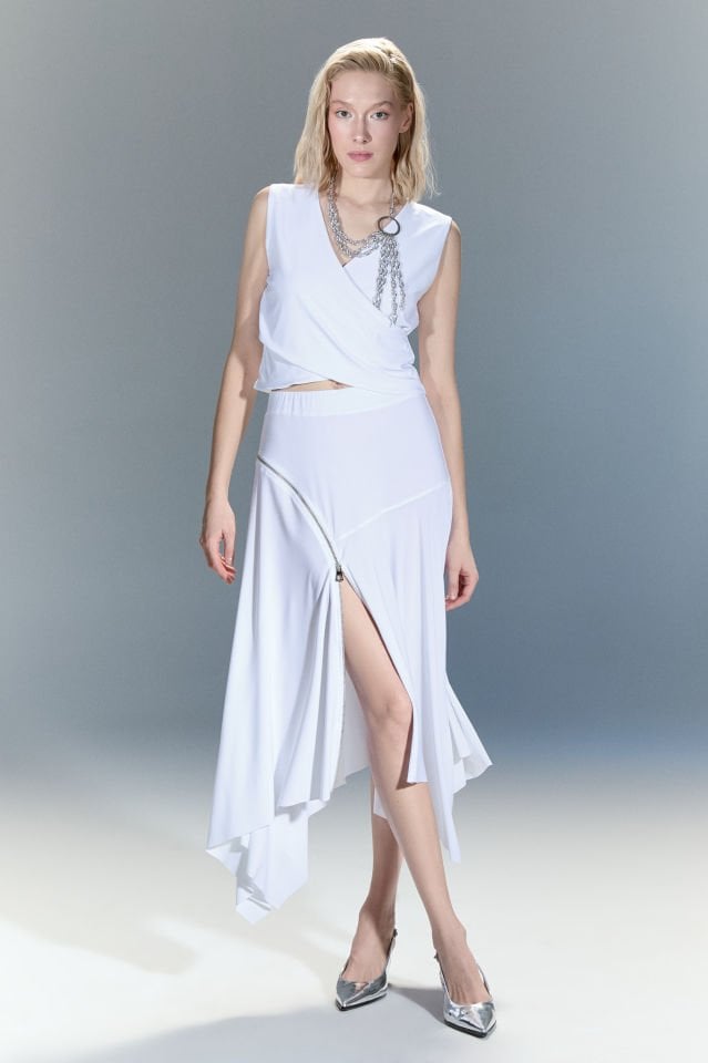 Ann Kruvaze Bluz (beyaz)