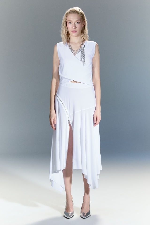 Ann Kruvaze Bluz (beyaz)