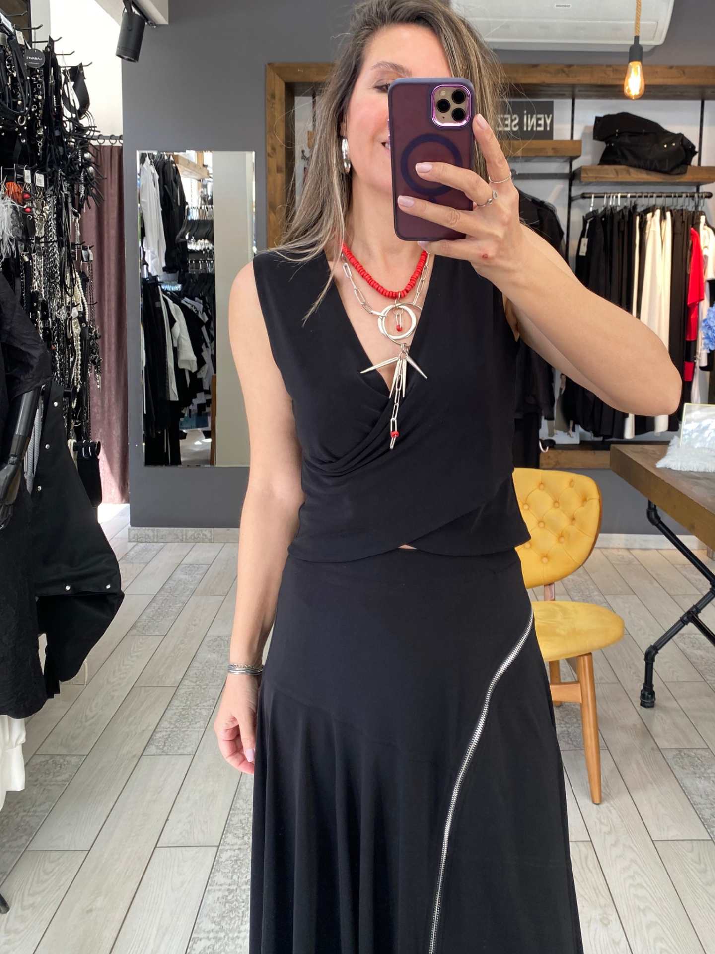 Ann Kruvaze Bluz (siyah)