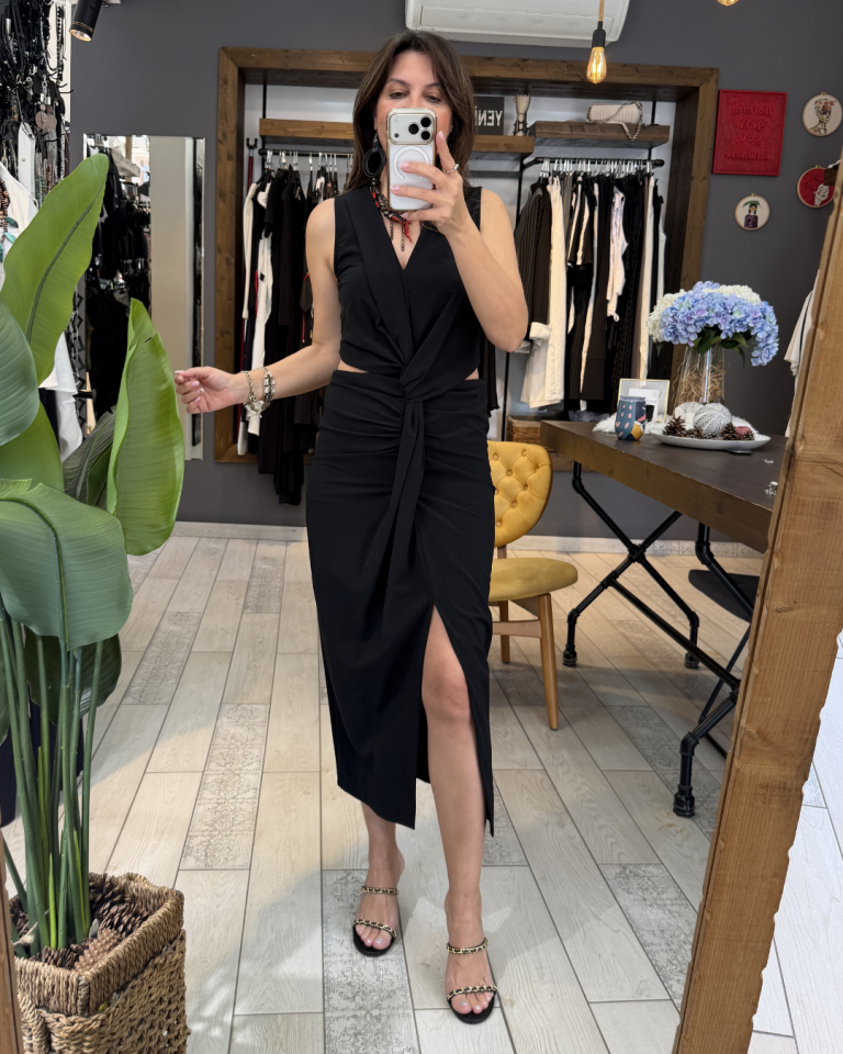 Solera Bel Detaylı Elbise (siyah)