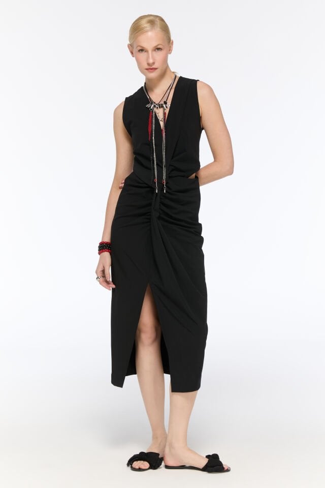 Solera Bel Detaylı Elbise (siyah)