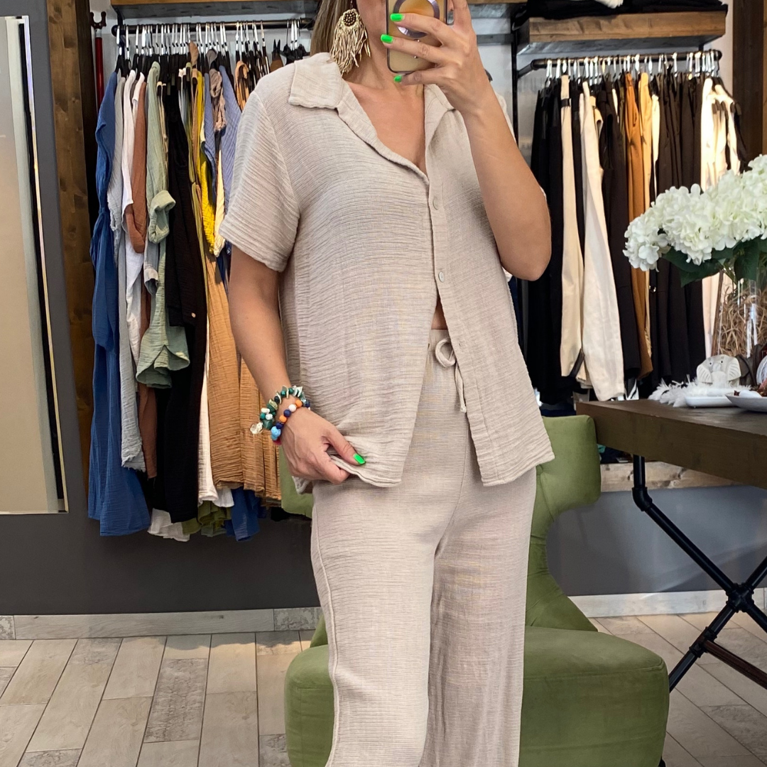 Elek Keten Gömlek (Beige)