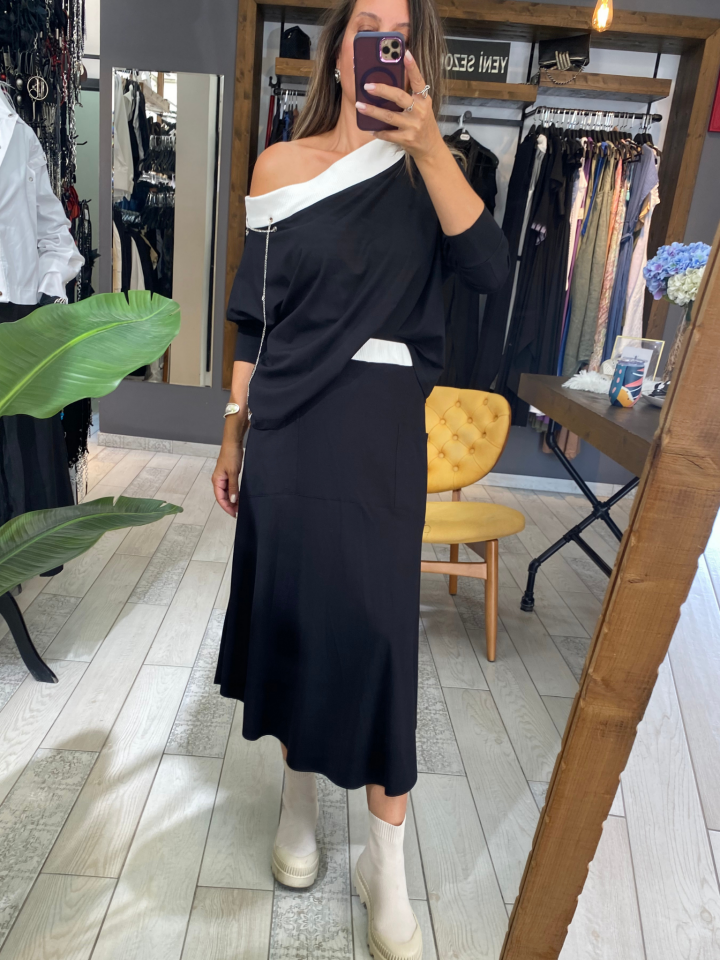 Valeria Düşük Omuz Bluz(Siyah)