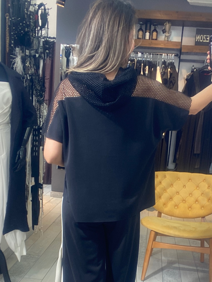 Dayne File Kapüşonlu Bluz (siyah)