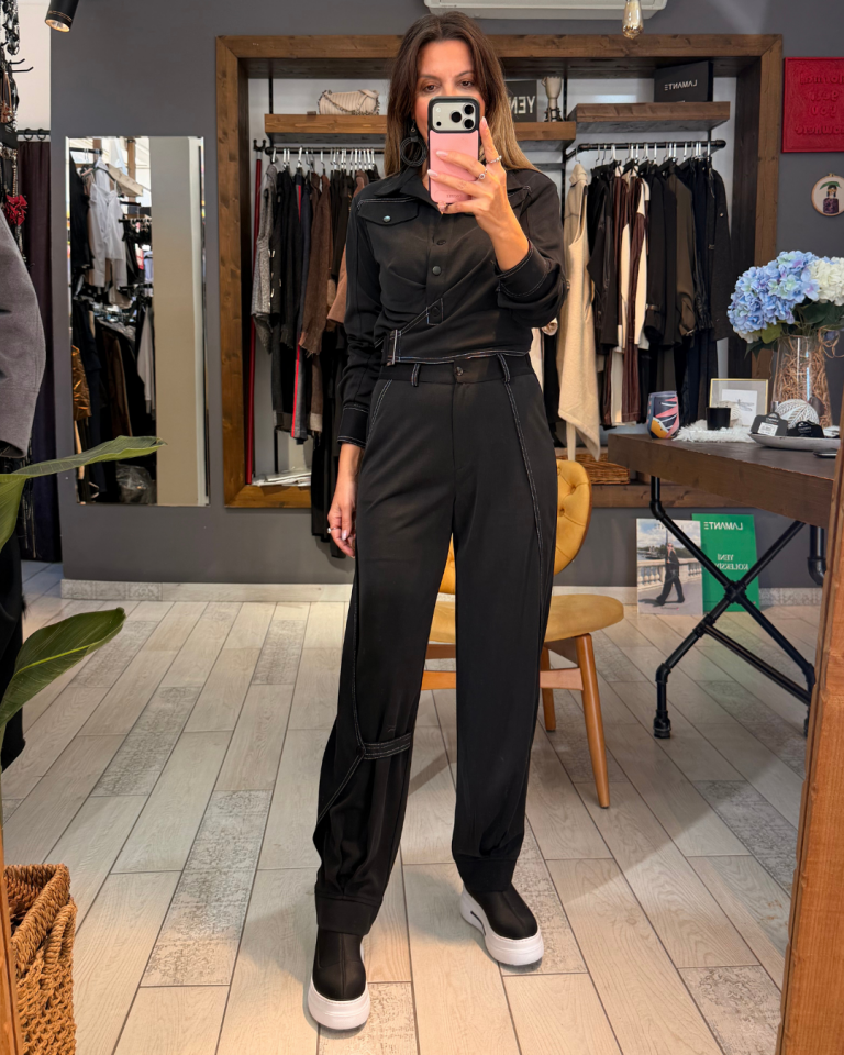 Sonya Kontrast Dikişli Pantolon (siyah)