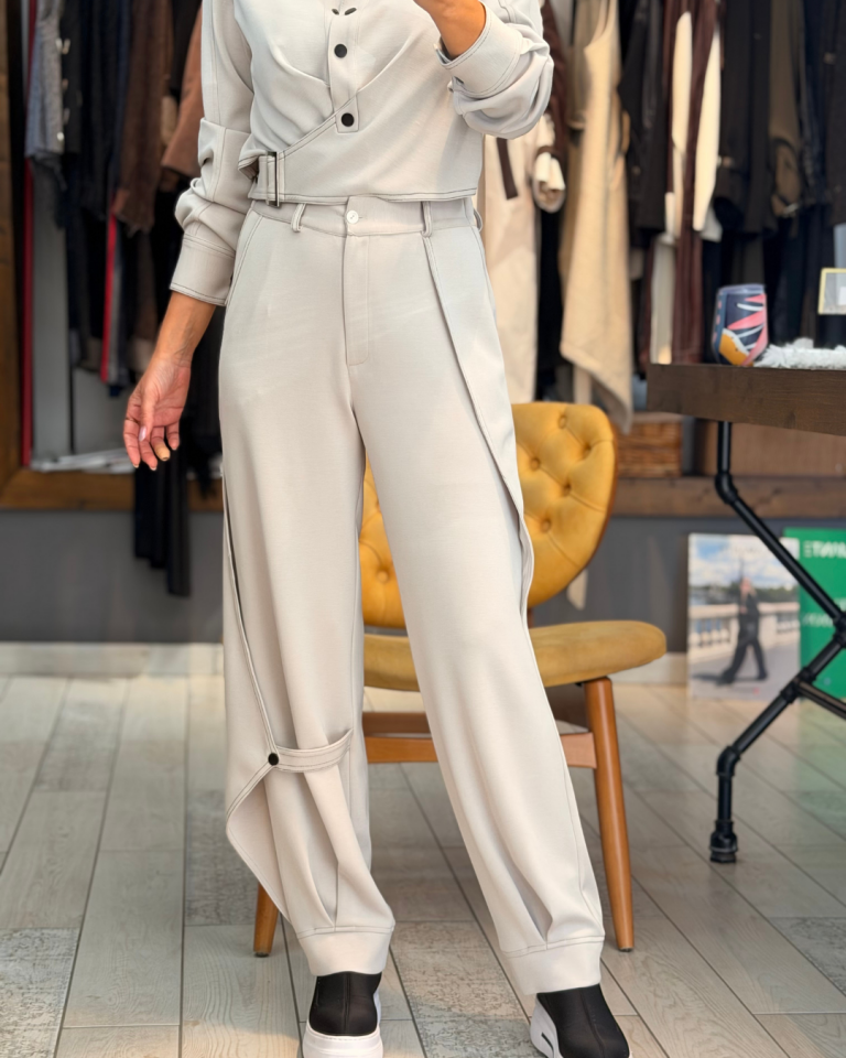 Sonya Kontrast Dikişli Pantolon (vizon)