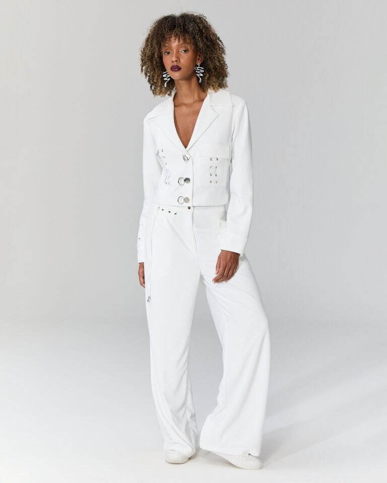 Florencia Palazzo Pantolon (beyaz)