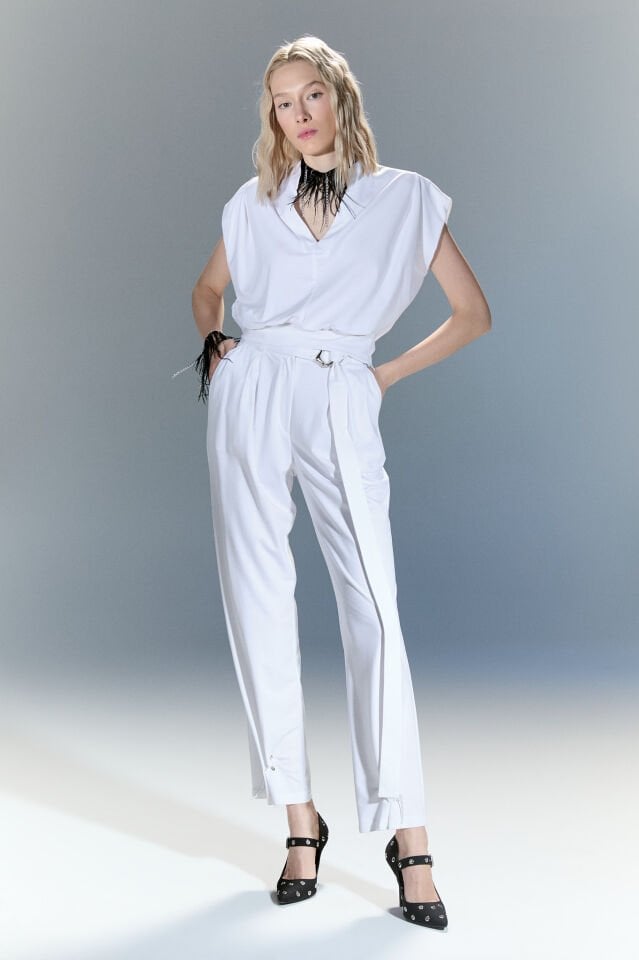 Walter V Yakalı Bluz (beyaz)