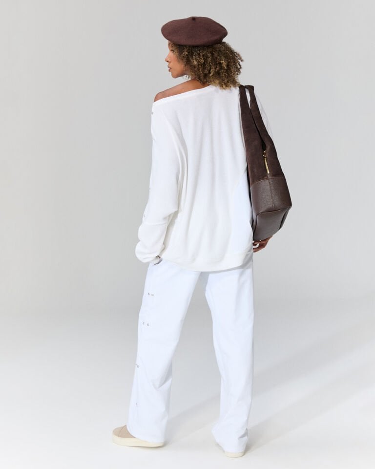 Quinn Metal Detaylı Triko Bluz (beyaz)