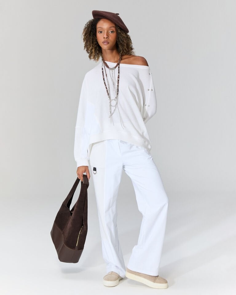 Quinn Metal Detaylı Triko Bluz (beyaz)