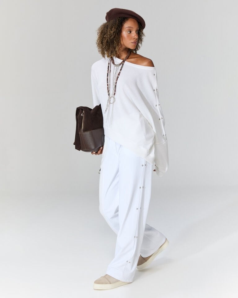 Quinn Metal Detaylı Triko Bluz (beyaz)