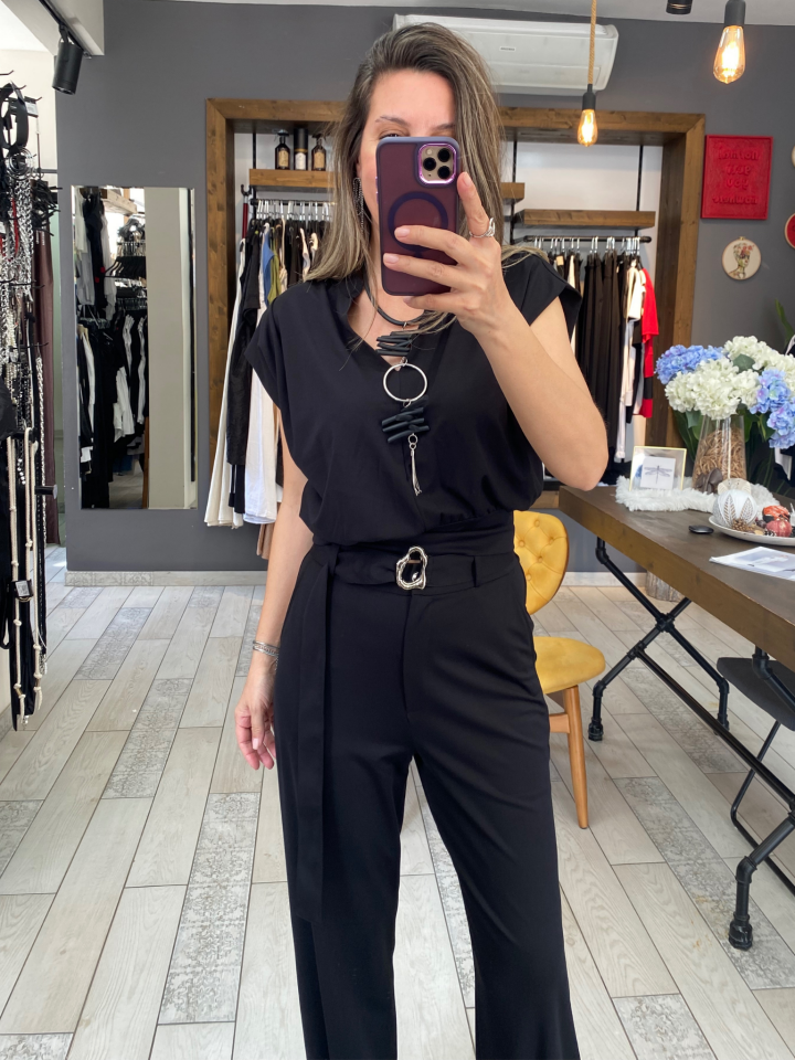 Walter V Yakalı Bluz (siyah)