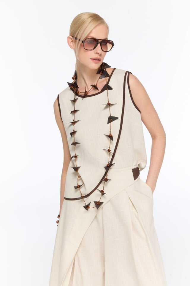 Arenza Anvelop Keten Bluz (kum)