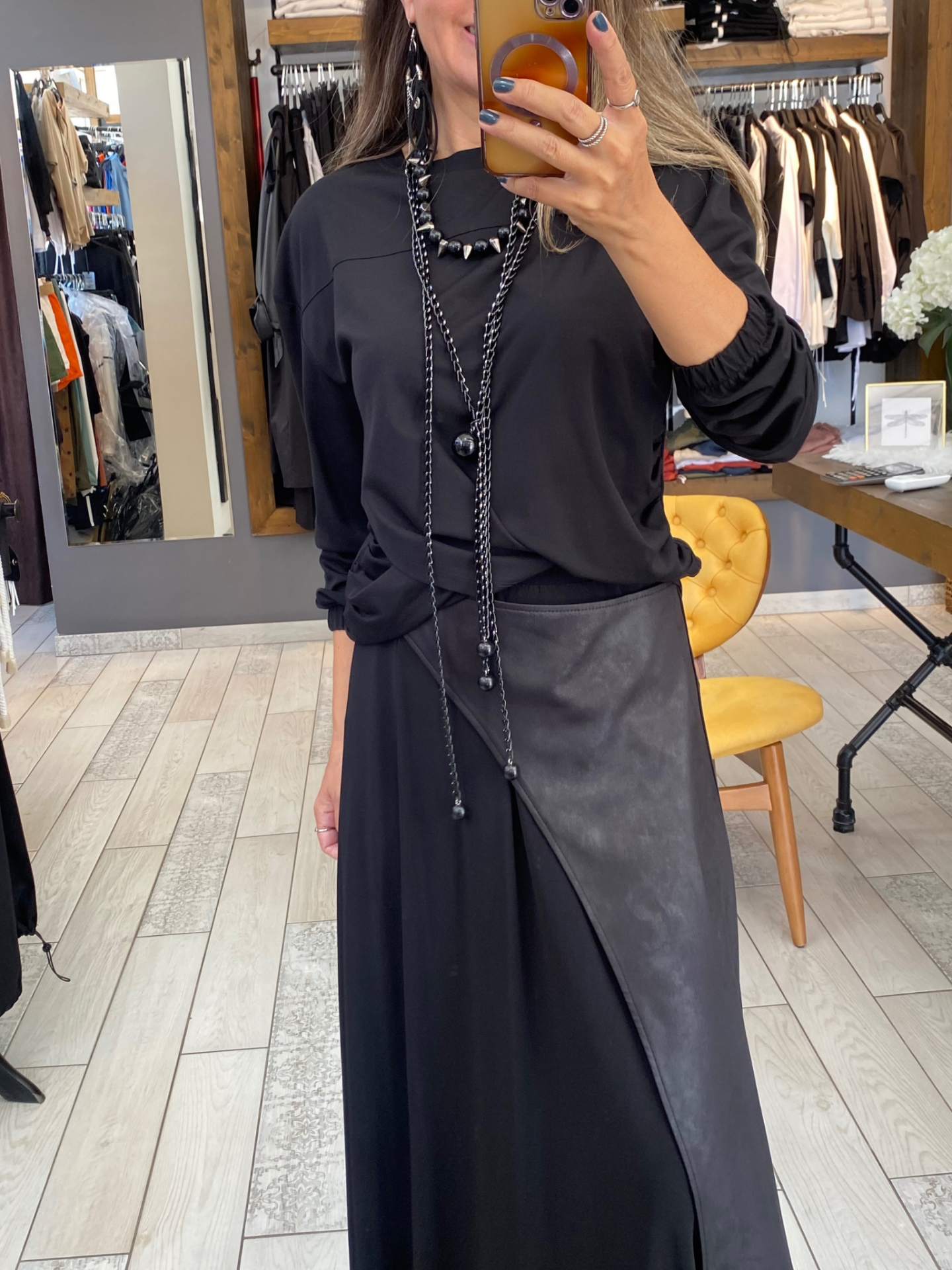 Drape Detaylı Bluz (siyah)