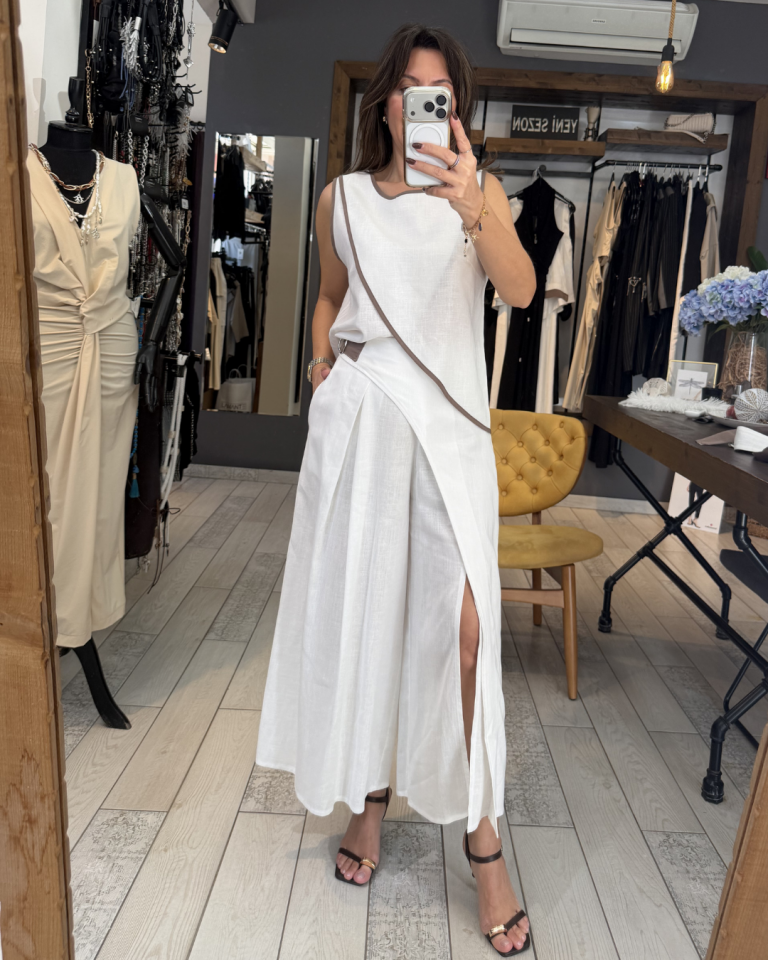 Arenza Anvelop Keten Bluz (beyaz)