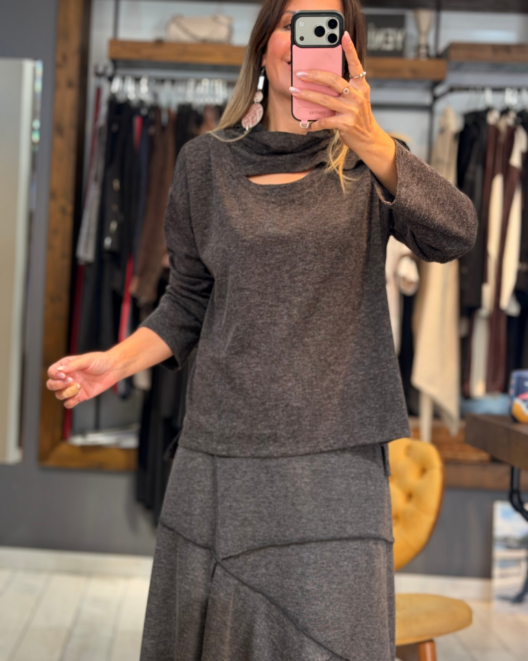 Solera Yaka Detaylı Triko Bluz (kahverengi)