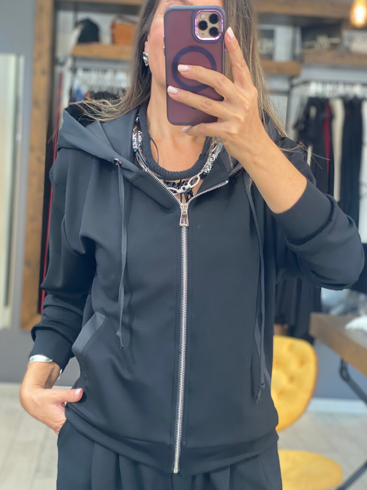 Delphine Fermuarlı Ceket (siyah)