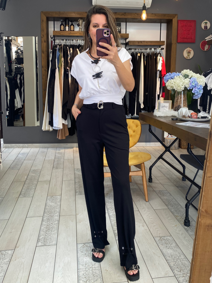 Analis Paçası Metal Detaylı Pantolon