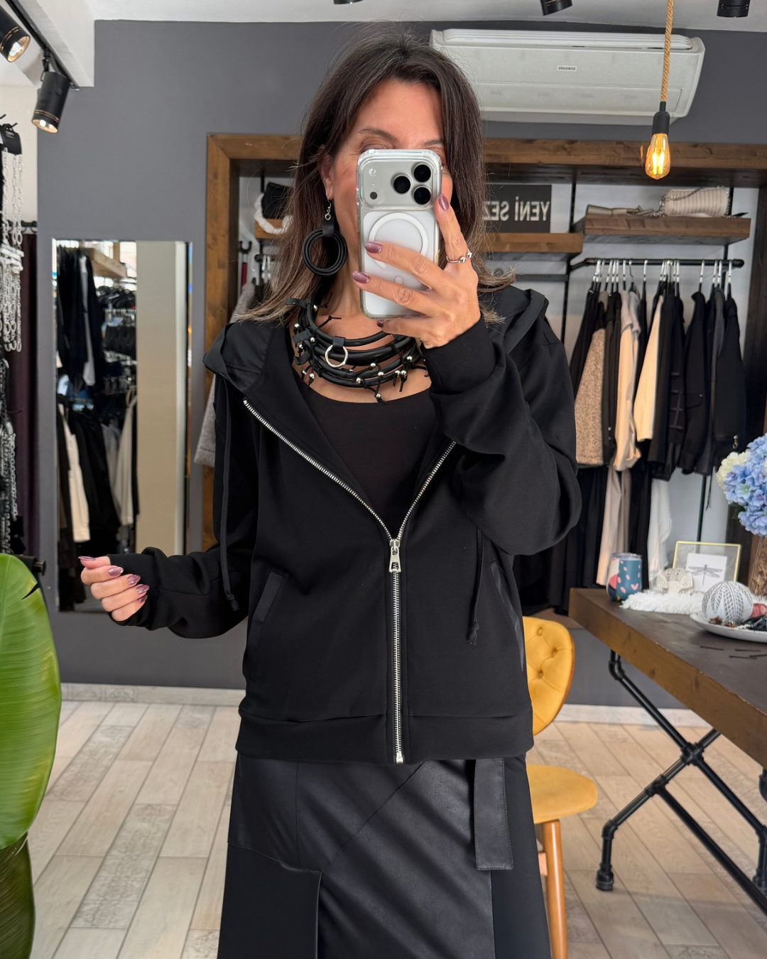 Delphine Fermuarlı Ceket (siyah)