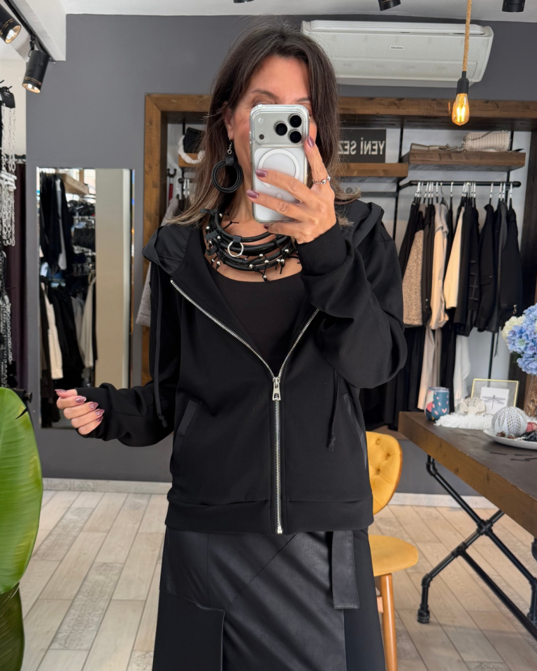 Delphine Fermuarlı Ceket (siyah)