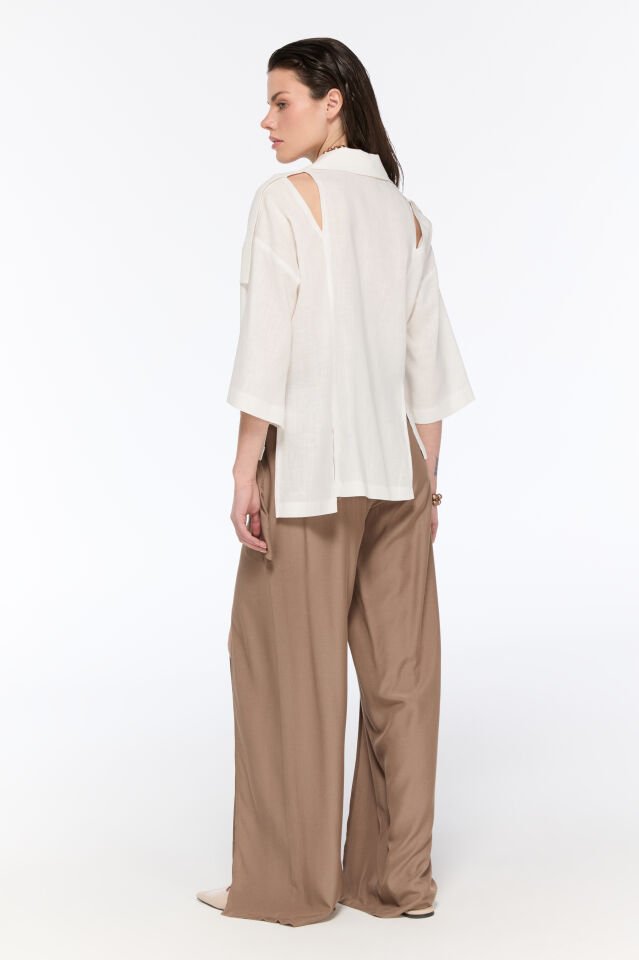 Louisa Yırtmaçlı Pantolon (Mocha)