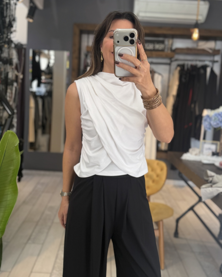 Sorev Omuzdan Drapeli Bluz (beyaz)