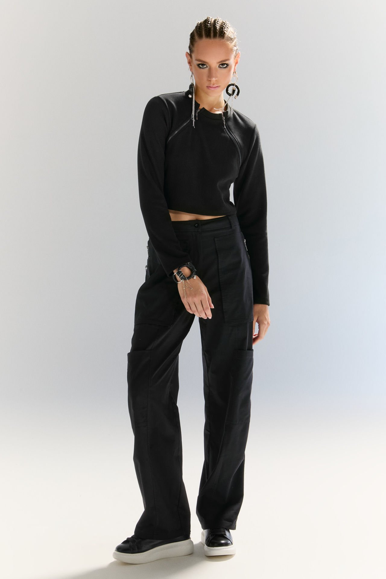 Eva Fermuarlı Kısa Triko Bluz