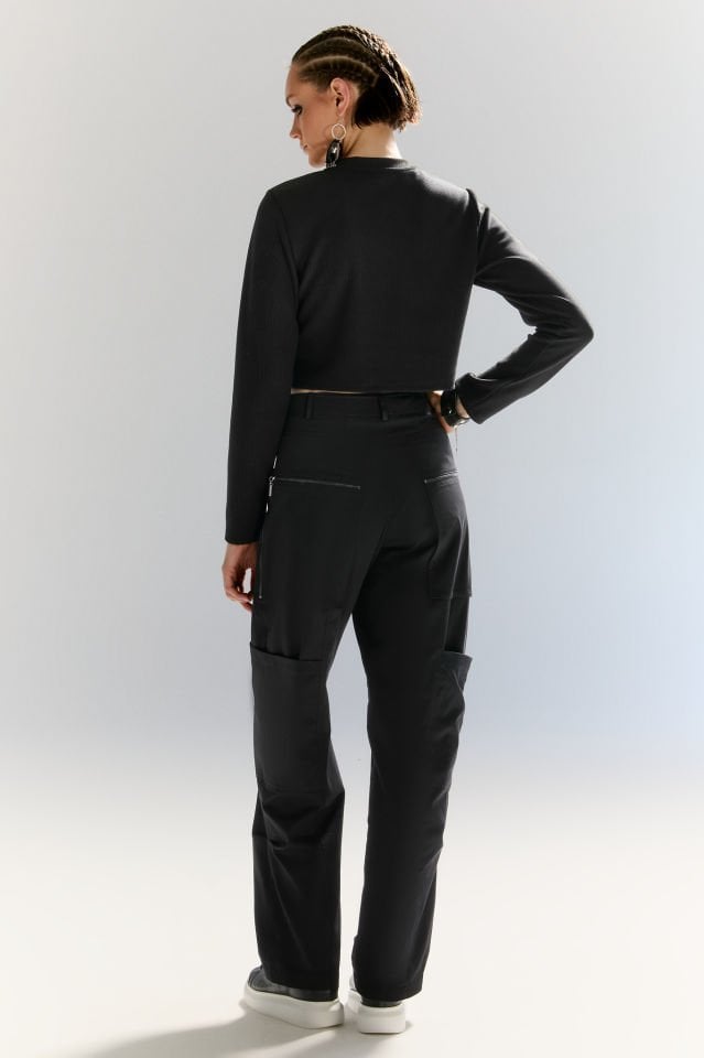 Eva Fermuarlı Kısa Triko Bluz