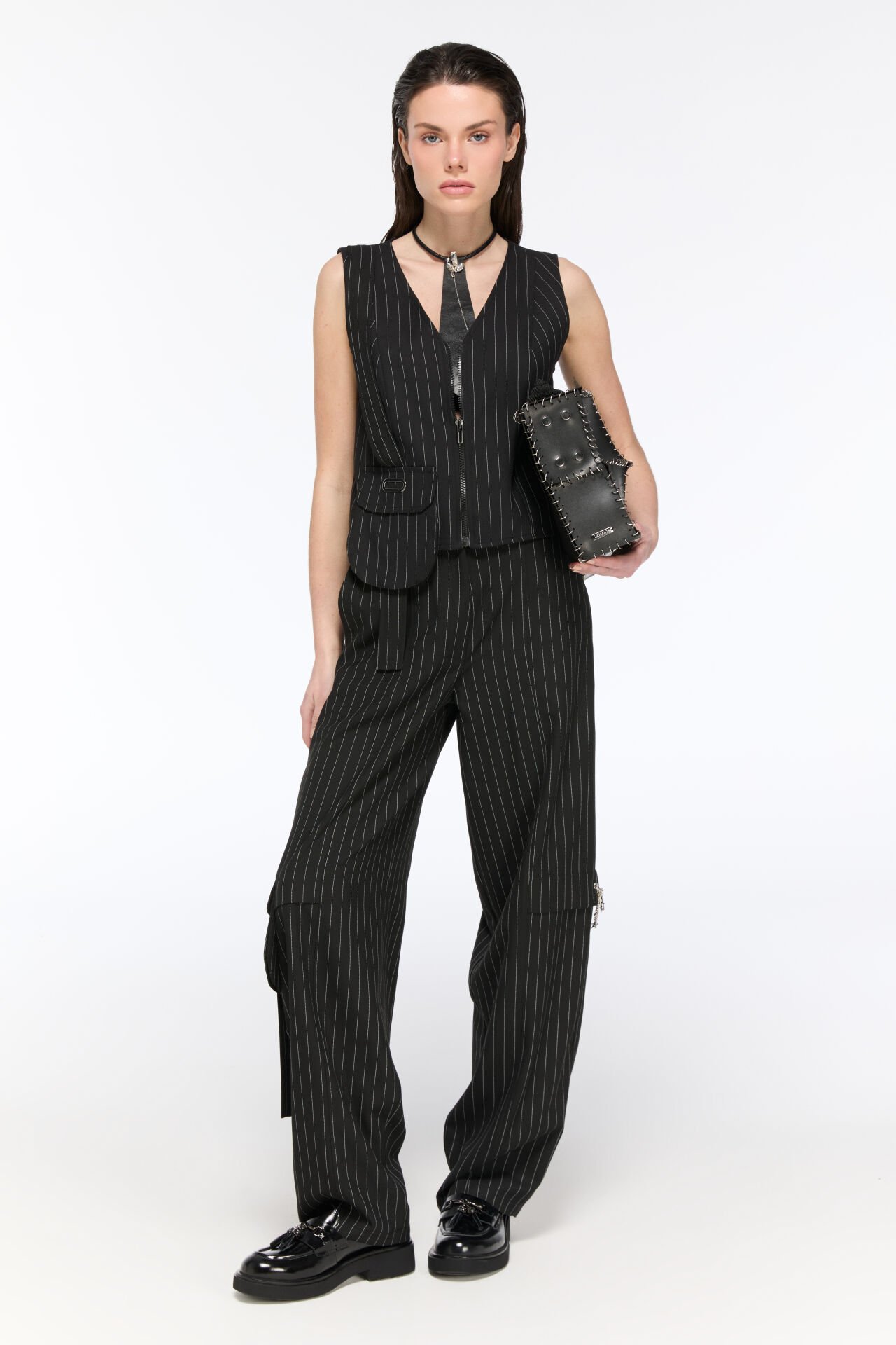 Noir Çizgili Yelek/Bluz (siyah)