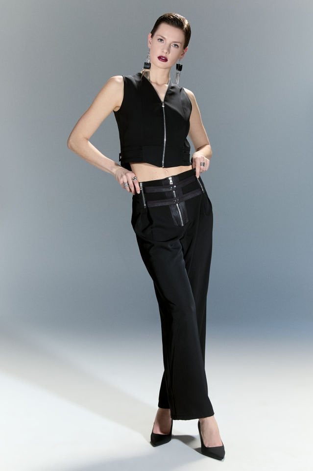 Vivien Fermuarlı Pantolon (siyah)